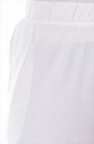 Çizgili Bürümcük Pantolon 24544-01 Ekru