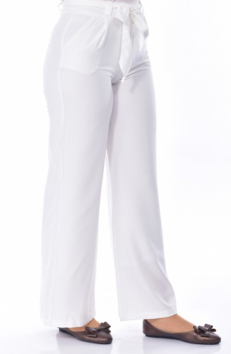 Elastic Wide leg Trousers 1691-03 White 1691-03