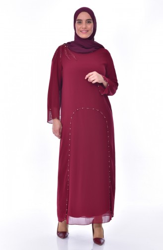 Plus Size Stone Dress 1121-01 Bordeaux 1121-01