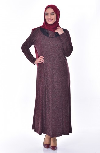 Robe a Motifs Grande Taille 4848D-05 Bordeaux 4848D-05