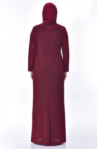 Robe de Soirée Perlées Grande Taille 6177-04 Bordeaux 6177-04