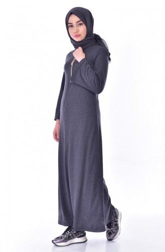Dilber Zippered Dress 7063-07 Dark Gray 7063-07