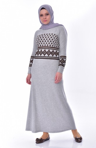 Pearl Detailed Dress 99162-03 Gray 99162-03