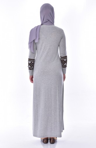 Pearl Detailed Dress 99162-03 Gray 99162-03