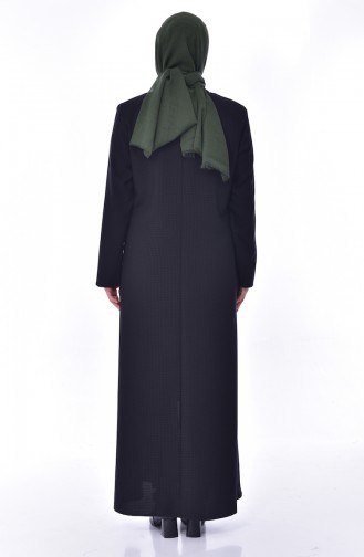 Abaya a Fermeture Grande Taille 6007-02 Noir 6007-02