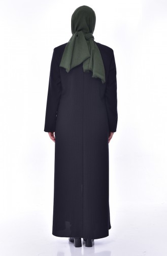 Large Size Zippered Abaya 6007-02 Black 6007-02