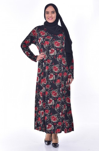 Robe a Motifs Grande Taille 4887-05 Noir Rouge 4887-05