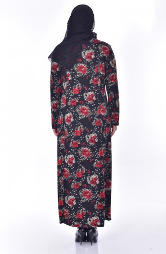 Large Size Pattern Dress 4887-05 Black Red 4887-05