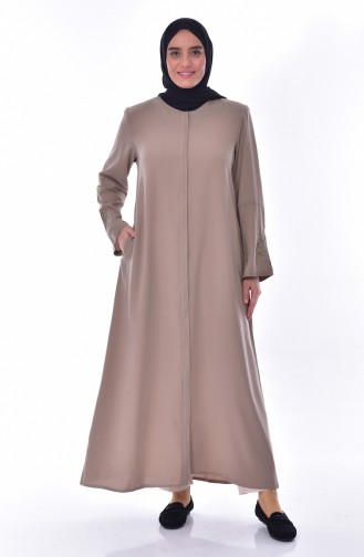 Übergröße Abaya mit Stickerei 2521-07 Creme 2521-07