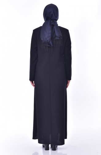 Large Size Zippered Abaya 6007-01 Navy Blue 6007-01