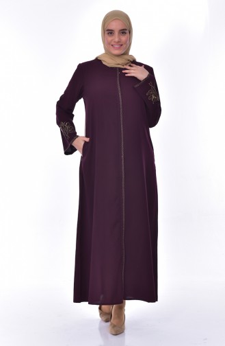 Large Size Embroidered Abaya 2521-02 Purple 2521-02