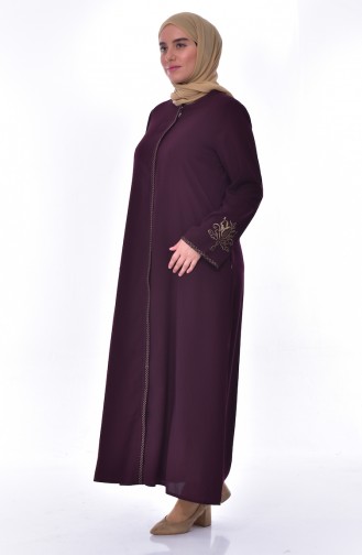 Large Size Embroidered Abaya 2521-02 Purple 2521-02