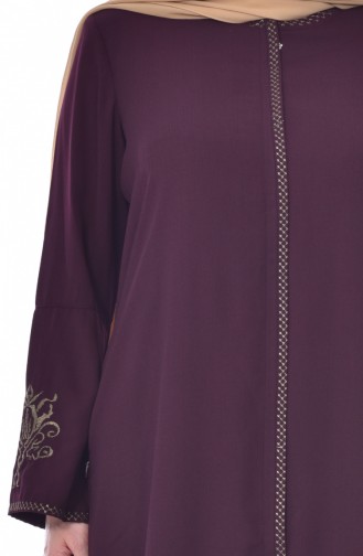 Large Size Embroidered Abaya 2521-02 Purple 2521-02
