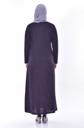 Large Size Stone Printed Dress 4889-04 Purple 4889-04