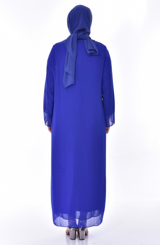 Saks-Blau Hijab-Abendkleider 1121-02