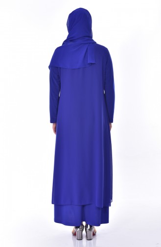 Robe de Soirée avec Collier 0947-06 Bleu Roi 0947-06