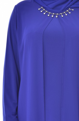 Robe de Soirée avec Collier 0947-06 Bleu Roi 0947-06