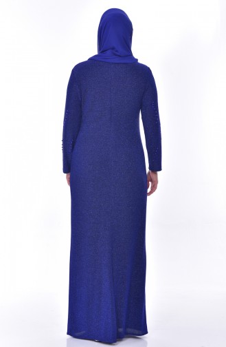 Robe de Soirée Perlées Grande Taille 6177-03 Bleu Roi 6177-03