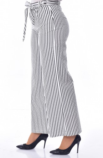 Striped Wide leg Trousers 1691A-01 Black White 1691A-01