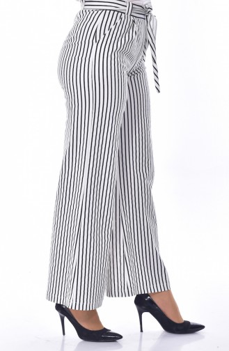 Striped Wide leg Trousers 1691A-01 Black White 1691A-01
