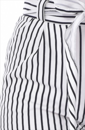 Striped Wide leg Trousers 1691A-01 Black White 1691A-01