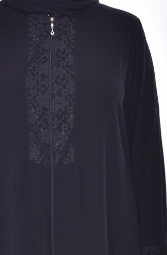 Übergröße Abaya mit Spitzen 2518-02 Schwarz 2518-02