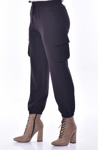 Waist Elastic Pants 1708-01 Black 1708-01