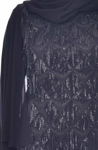 Robe de Soirée a Paillettes Grande Taille 6173-03 Noir 6173-03