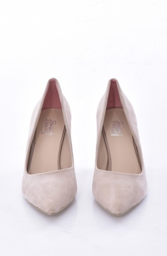 Bayan Klasik Topuklu Ayakkabı A11905-17-07 Ten Nubuk