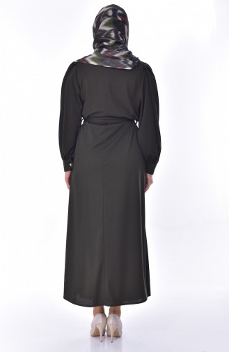 إي أف إي فستان بتصميم حزام للخصر 0307-07 لون اخضر كاكي داكن 0307-07