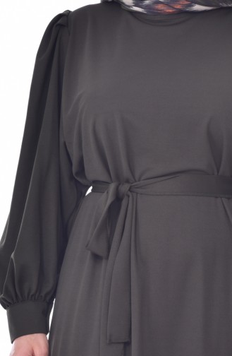 إي أف إي فستان بتصميم حزام للخصر 0307-07 لون اخضر كاكي داكن 0307-07