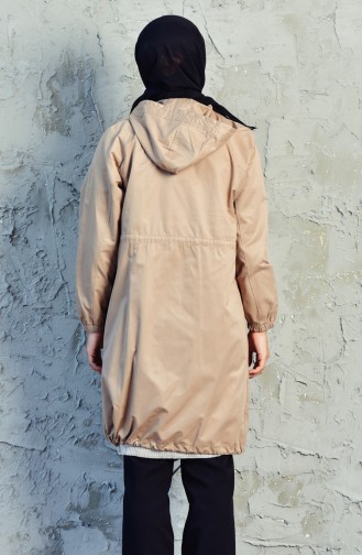 Trench Coat a Fermeture et Poches 6058-03 Beige 6058-03