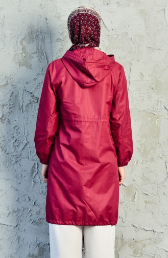 Trench Coat a Fermeture et Poches 6058-02 Bordeaux 6058-02