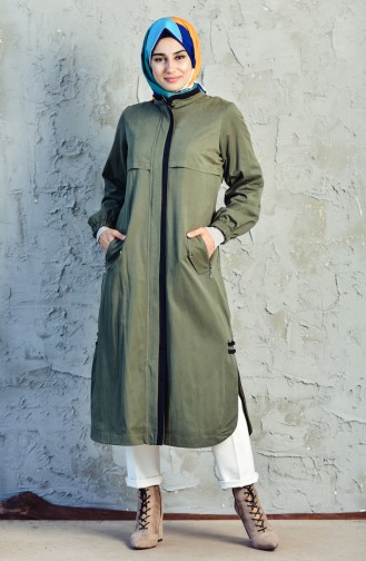 Furry Padded Coat  5091-04 Khaki 5091-04