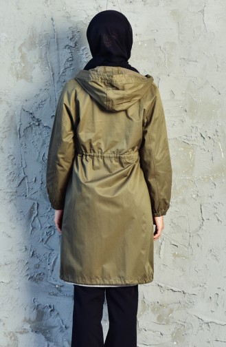 Trench Coat a Fermeture et Poches 6058-05 Khaki 6058-05