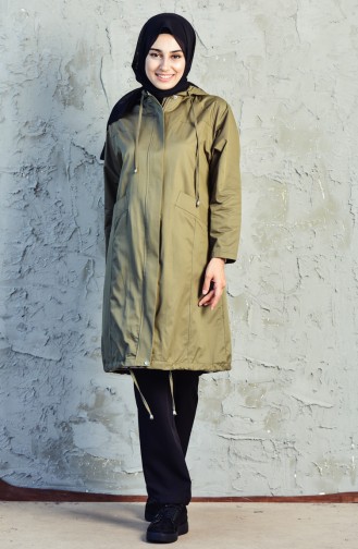 Pocket Zippered Trench Coat 6058-05 Khaki 6058-05