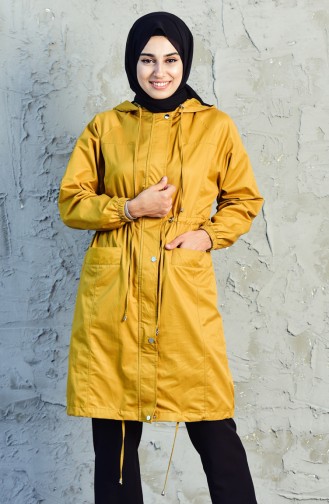 Pocket Zippered Trench Coat 6058-01 Mustard 6058-01