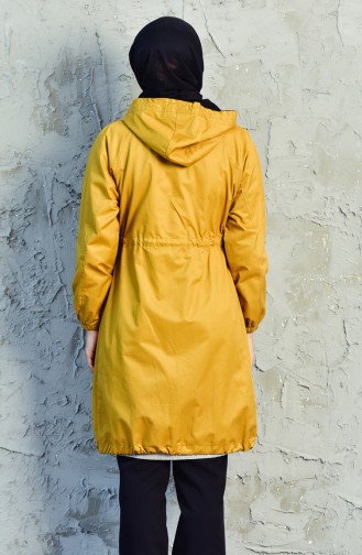 Pocket Zippered Trench Coat 6058-01 Mustard 6058-01