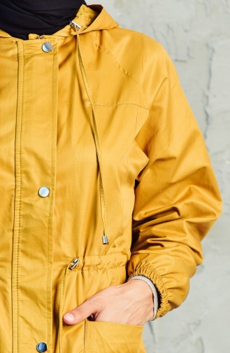 Pocket Zippered Trench Coat 6058-01 Mustard 6058-01