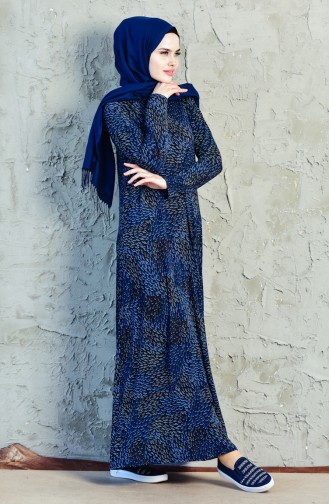Navy Blue Hijab Dress 7179-01