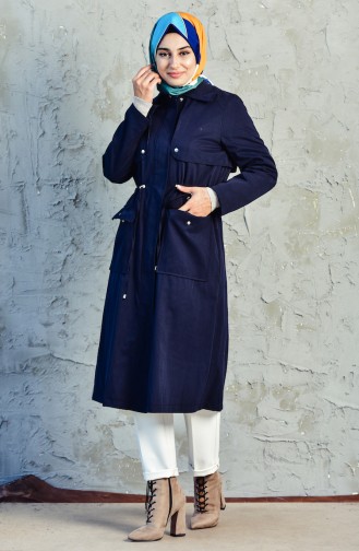 Beli Pleated Trench Coat 5090-05 Navy 5090-05