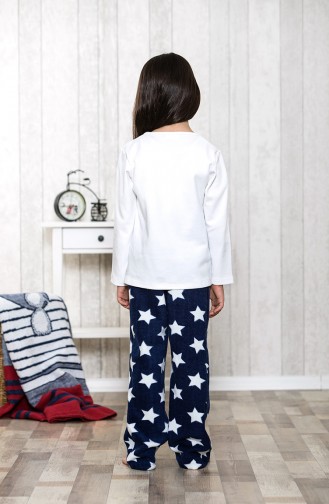 Baskılı Çocuk Pijama Takımı MLB3033-01	Beyaz