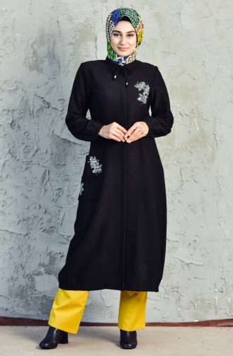 SUKRAN Stone Printed Long Cape 35861-02 Black 35861-02