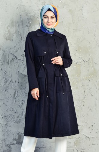 Trench Coat Taille Plissée 5090-04 Noir 5090-04