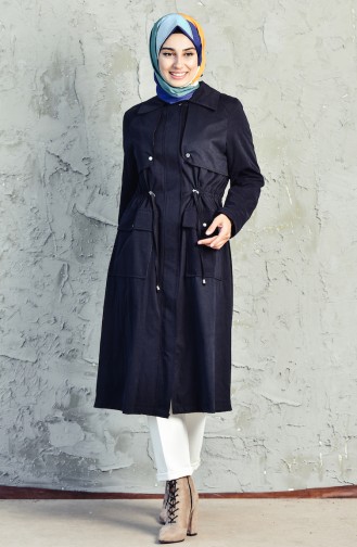 Trench Coat Taille Plissée 5090-04 Noir 5090-04