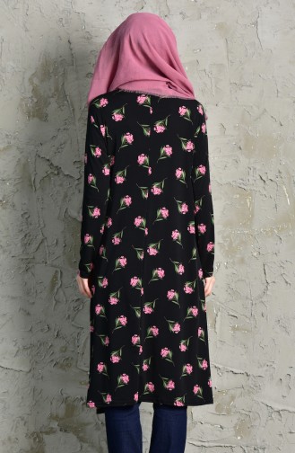 Çiçekli Tunik 7165-01 Siyah