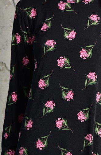 Çiçekli Tunik 7165-01 Siyah