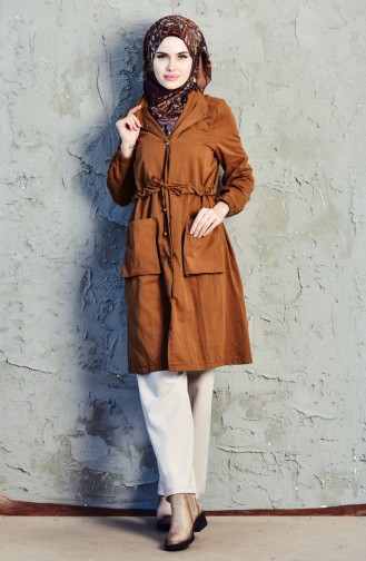 Trench Coat a Lacets 6424-06 Brun Clair 6424-06