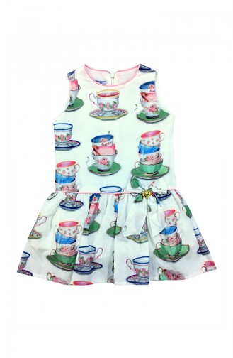 Cup Detailed Child Dress A4073-01 White 4073-01