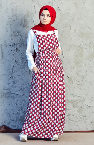 Rot Hijab Kleider 5002A-01